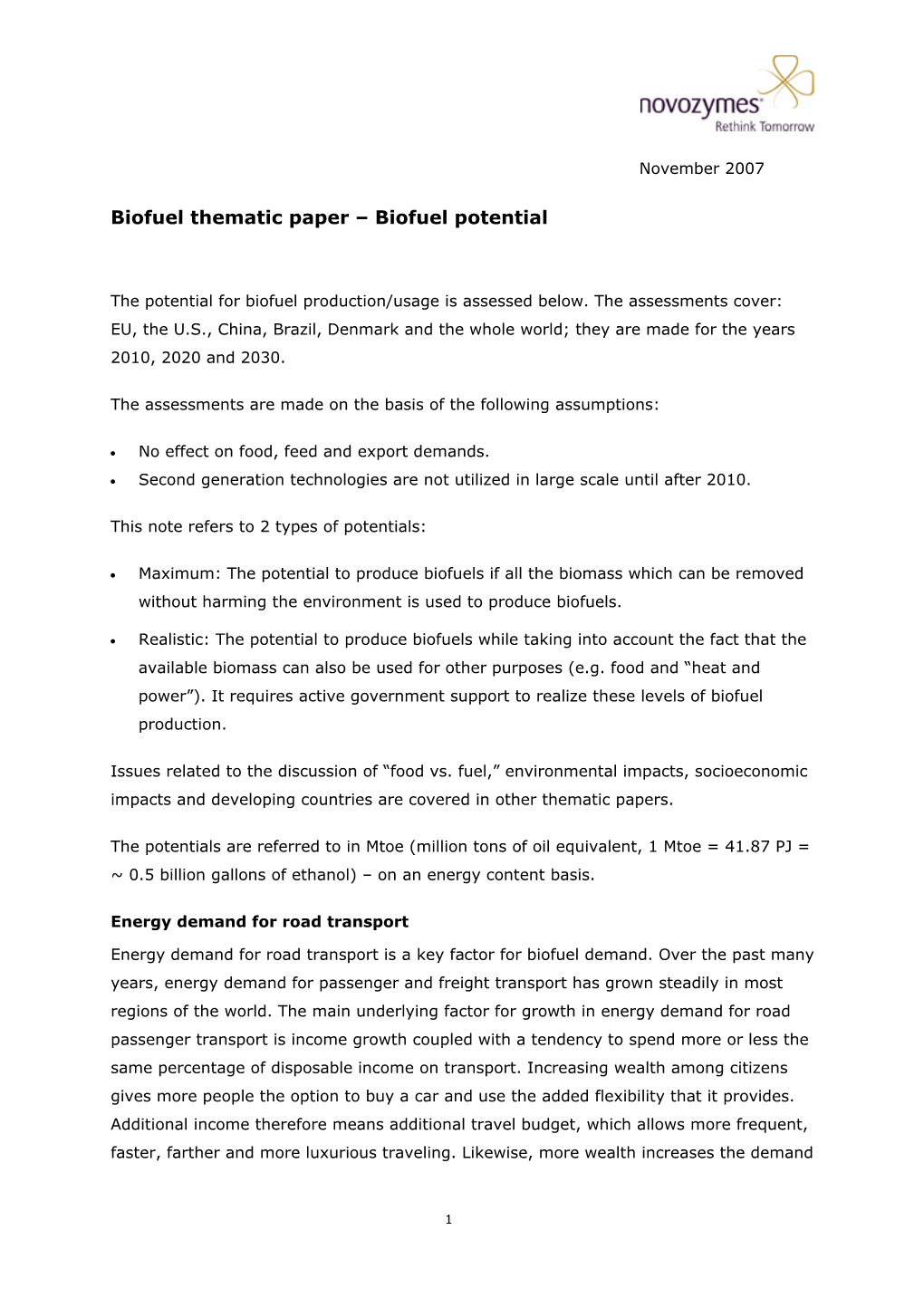 Biofuel Potential