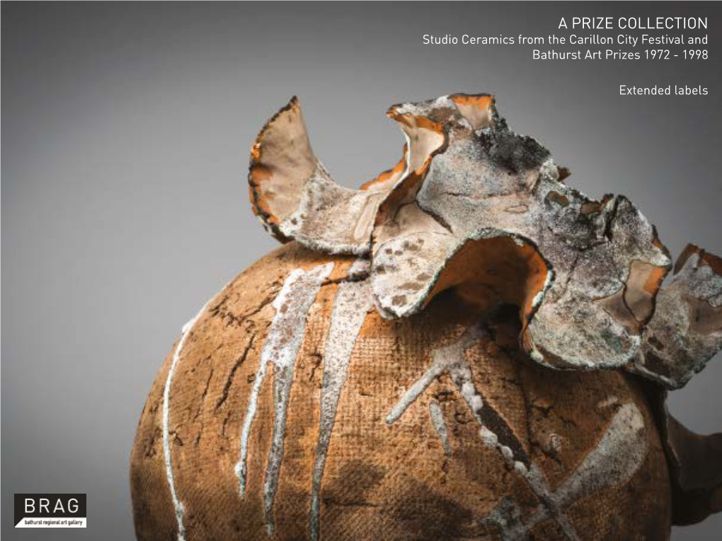 A PRIZE COLLECTION Studio Ceramics from the Carillon City Festival and Bathurst Art Prizes 1972 - 1998