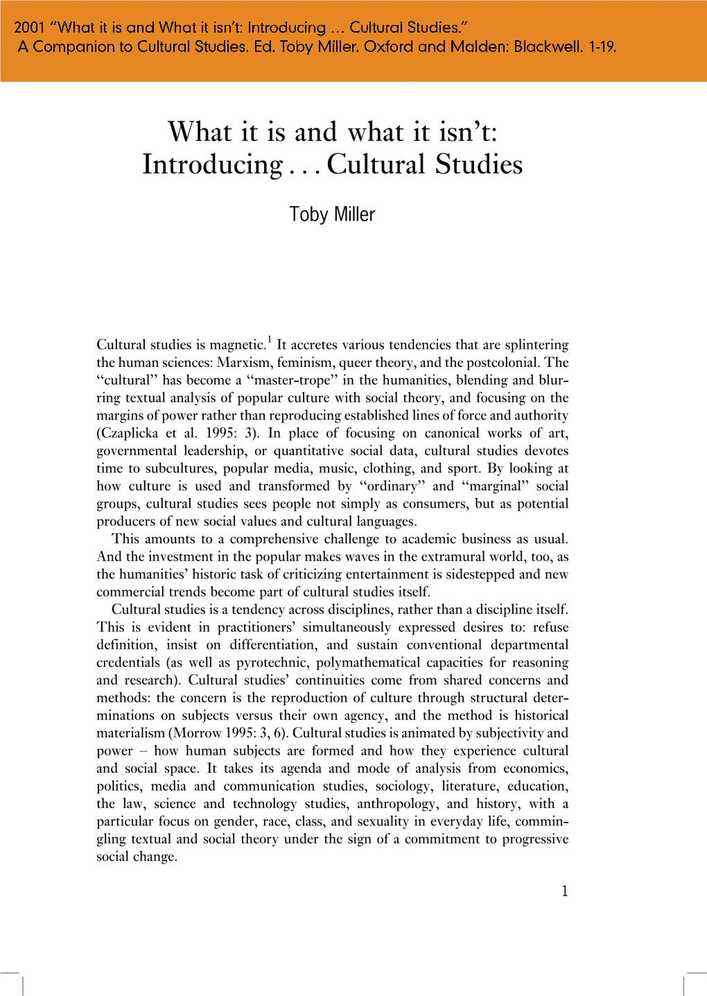 Introducing… Cultural Studies