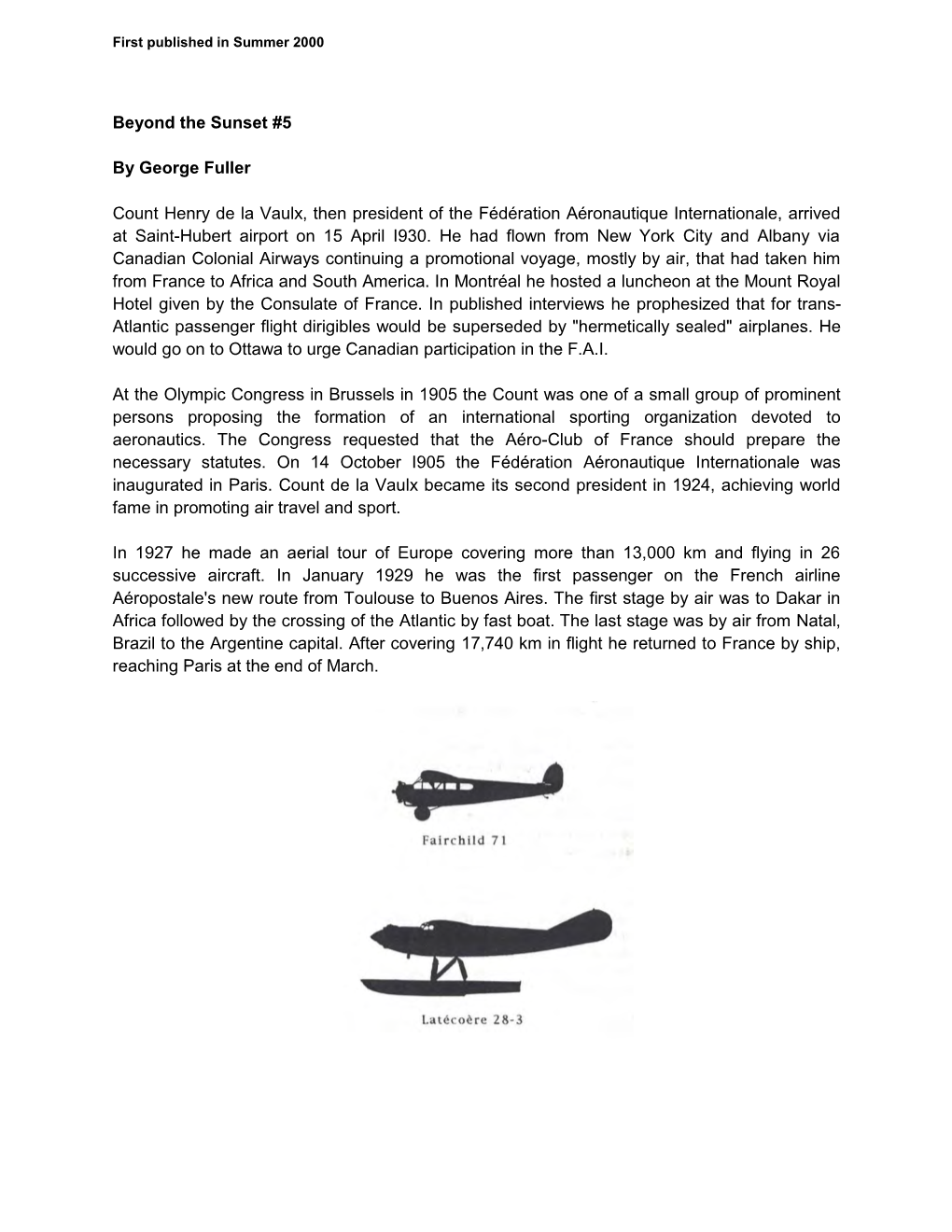 Beyond the Sunset #5 by George Fuller Count Henry De La Vaulx, Then President of the Fédération Aéronautique Internationale