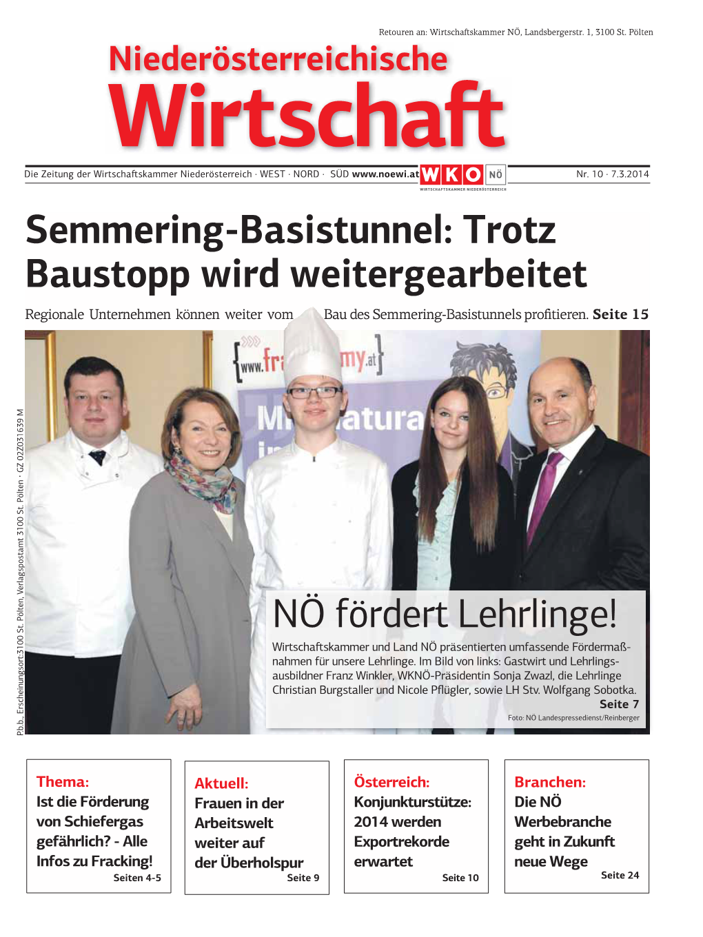 NÖ Fördert Lehrlinge! Semmering-Basistunnel: Trotz