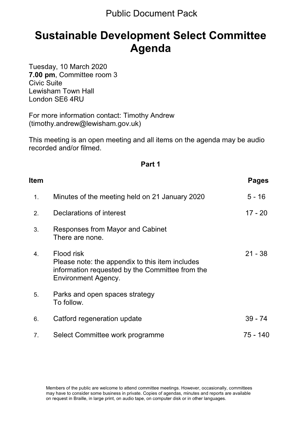 (Public Pack)Agenda Document for Sustainable Development Select