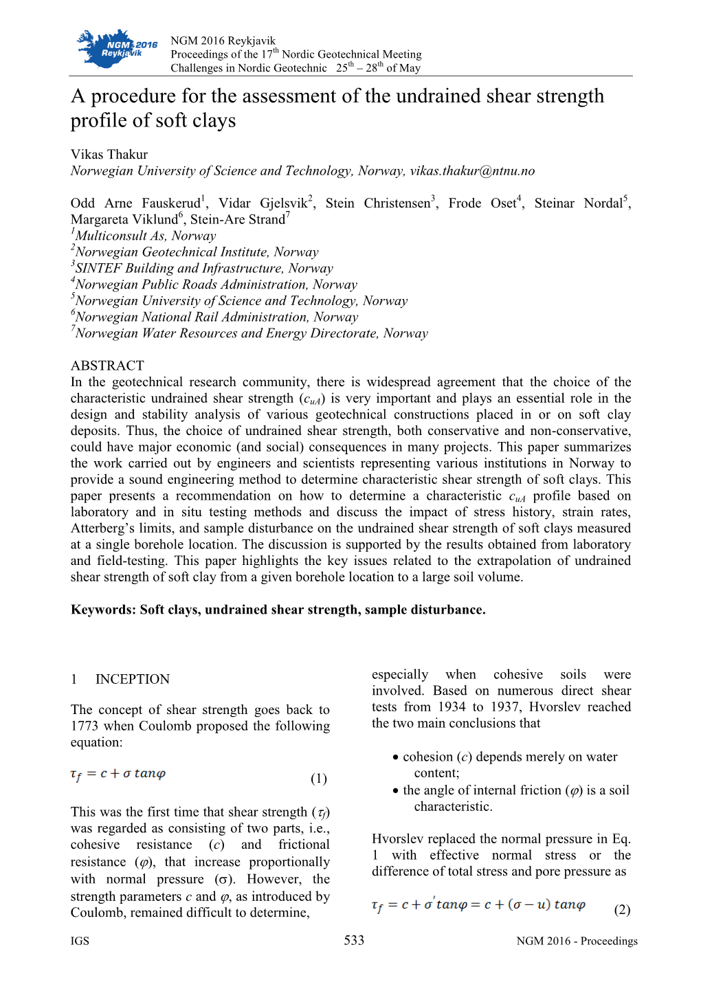 A Procedure for the Assessment of the Undrained Shear Strength Profile of Soft Clays