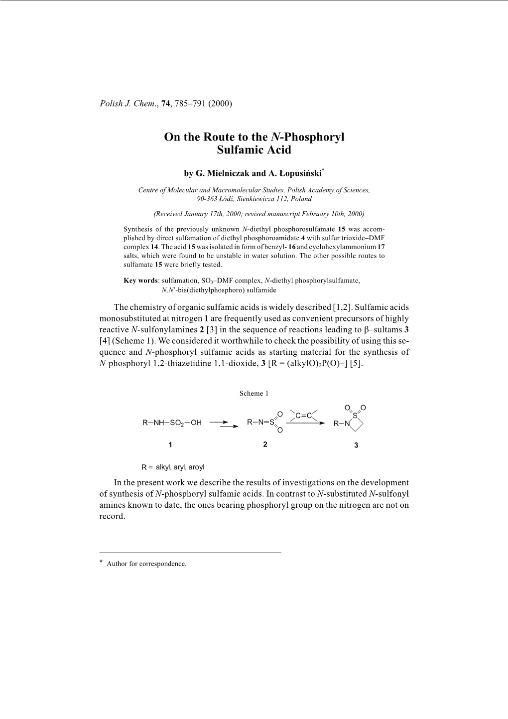 On the Route to the N-Phosphoryl Sulfamic Acid