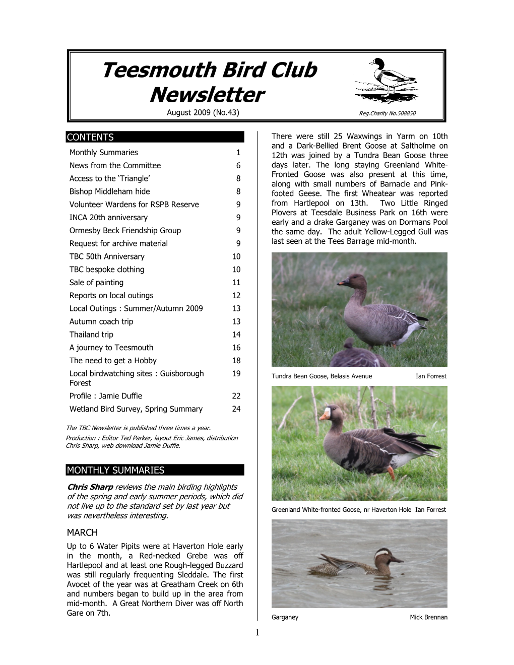 Teesmouth Bird Club Newsletter