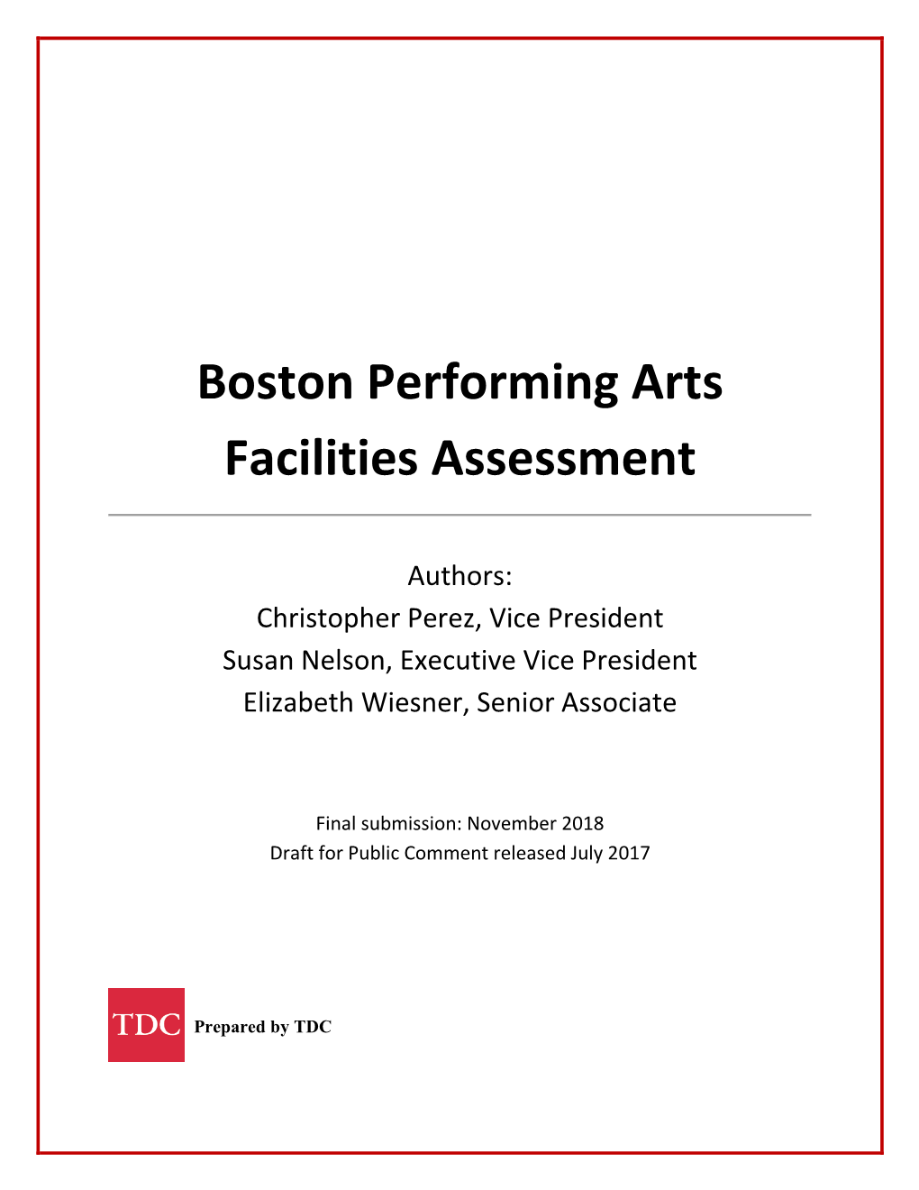 Boston Performing Arts Facilities Assessment