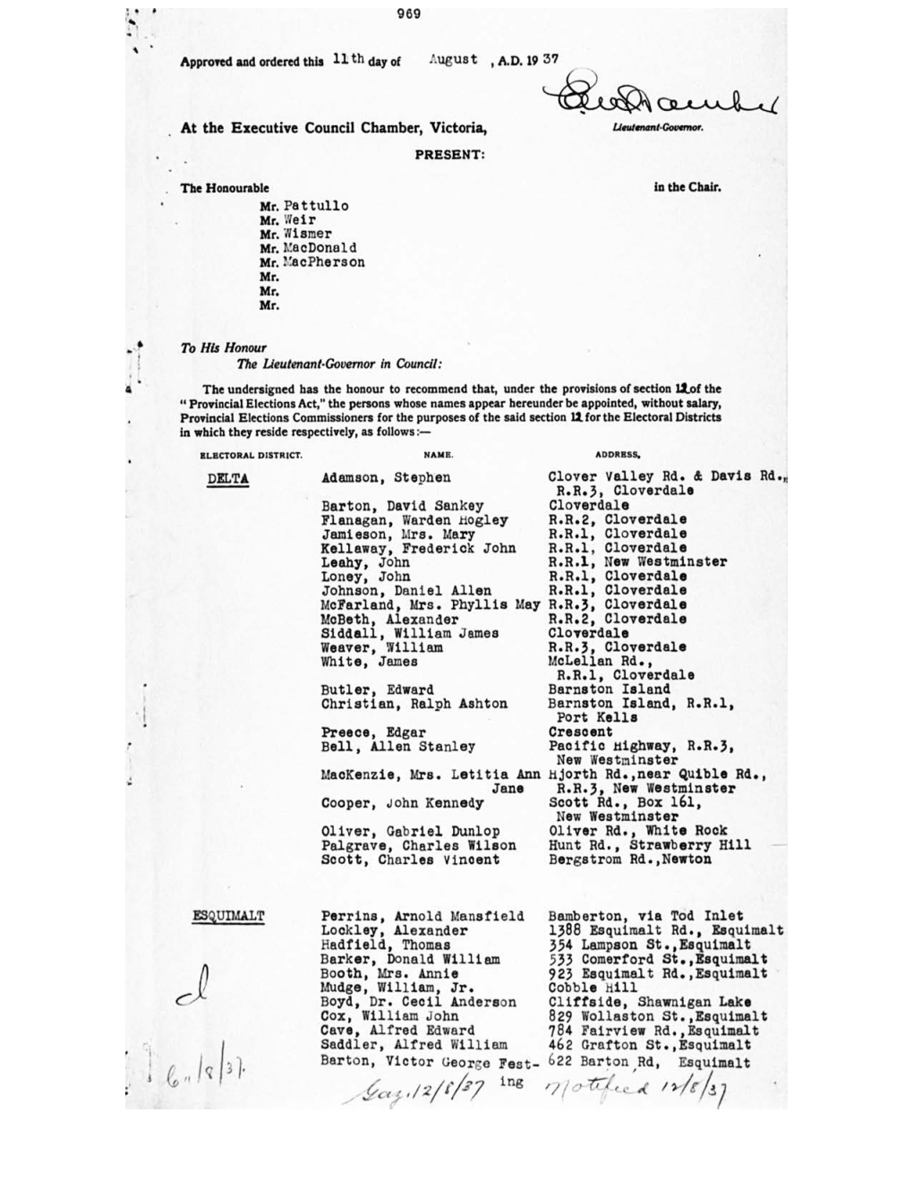 Order in Council 969/1937