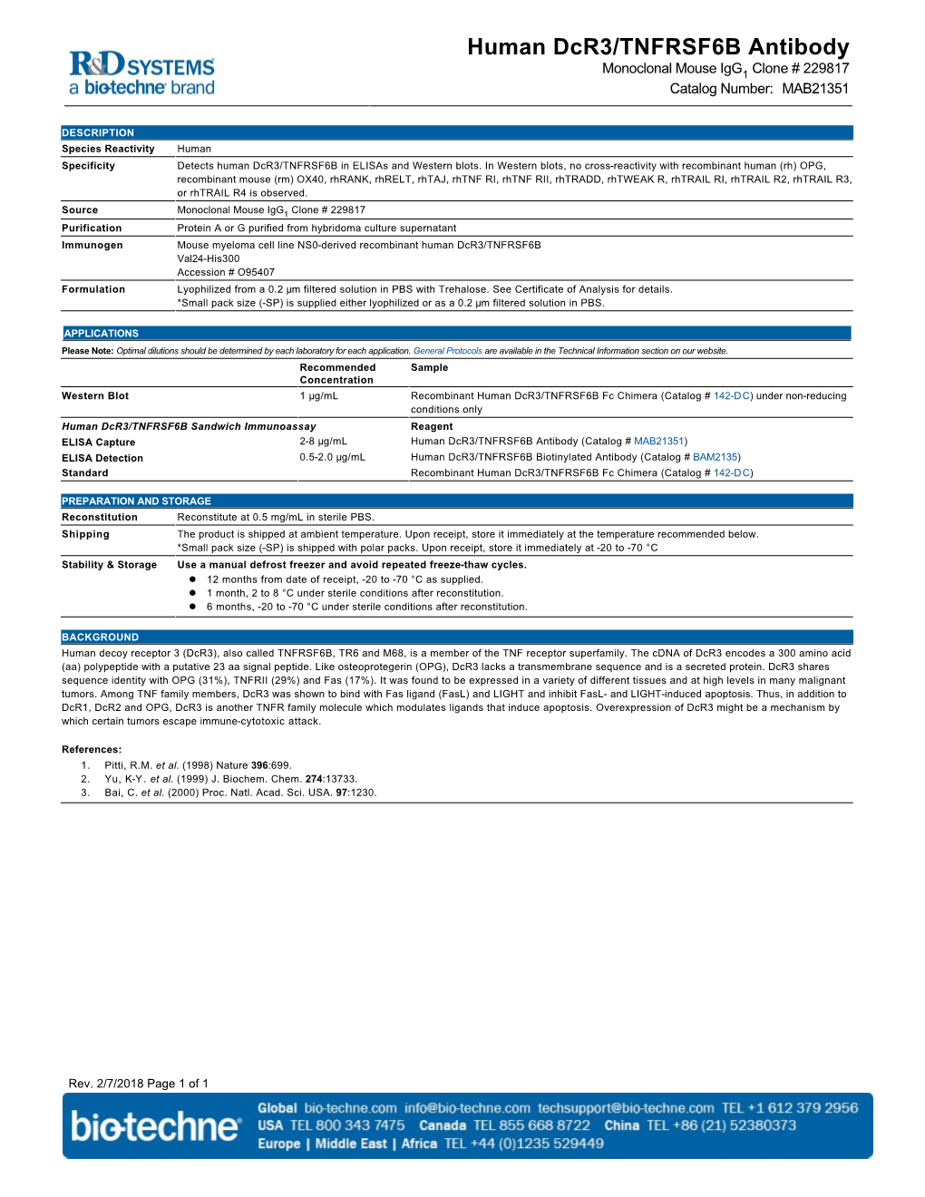 Human Dcr3/TNFRSF6B Antibody