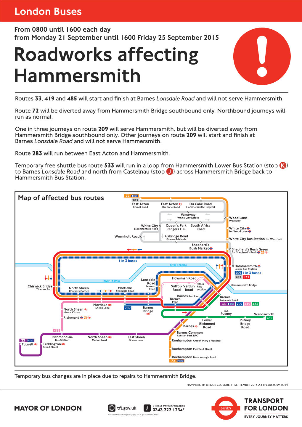 Roadworks Affecting Hammersmith