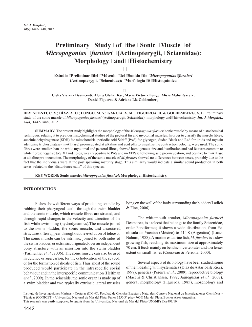 Actinopterygii, Sciaenidae): Morphology And�� Histochemistry