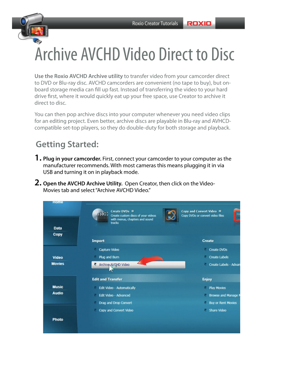 Archive AVCHD Video Direct to Disc