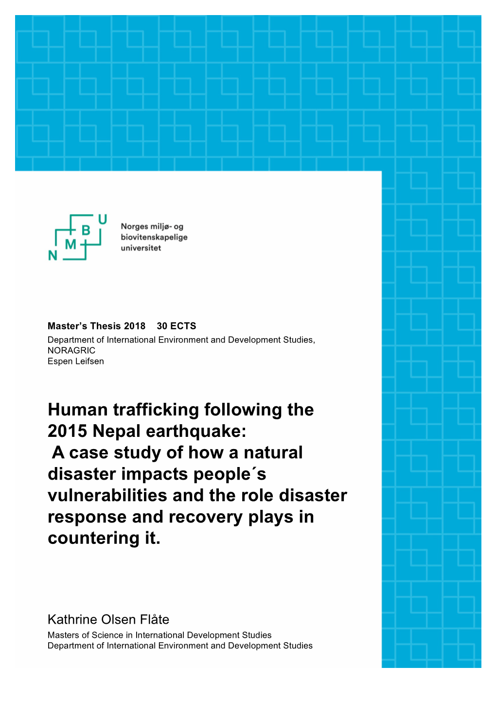 Human Trafficking Following the 2015 Nepal Earthquake