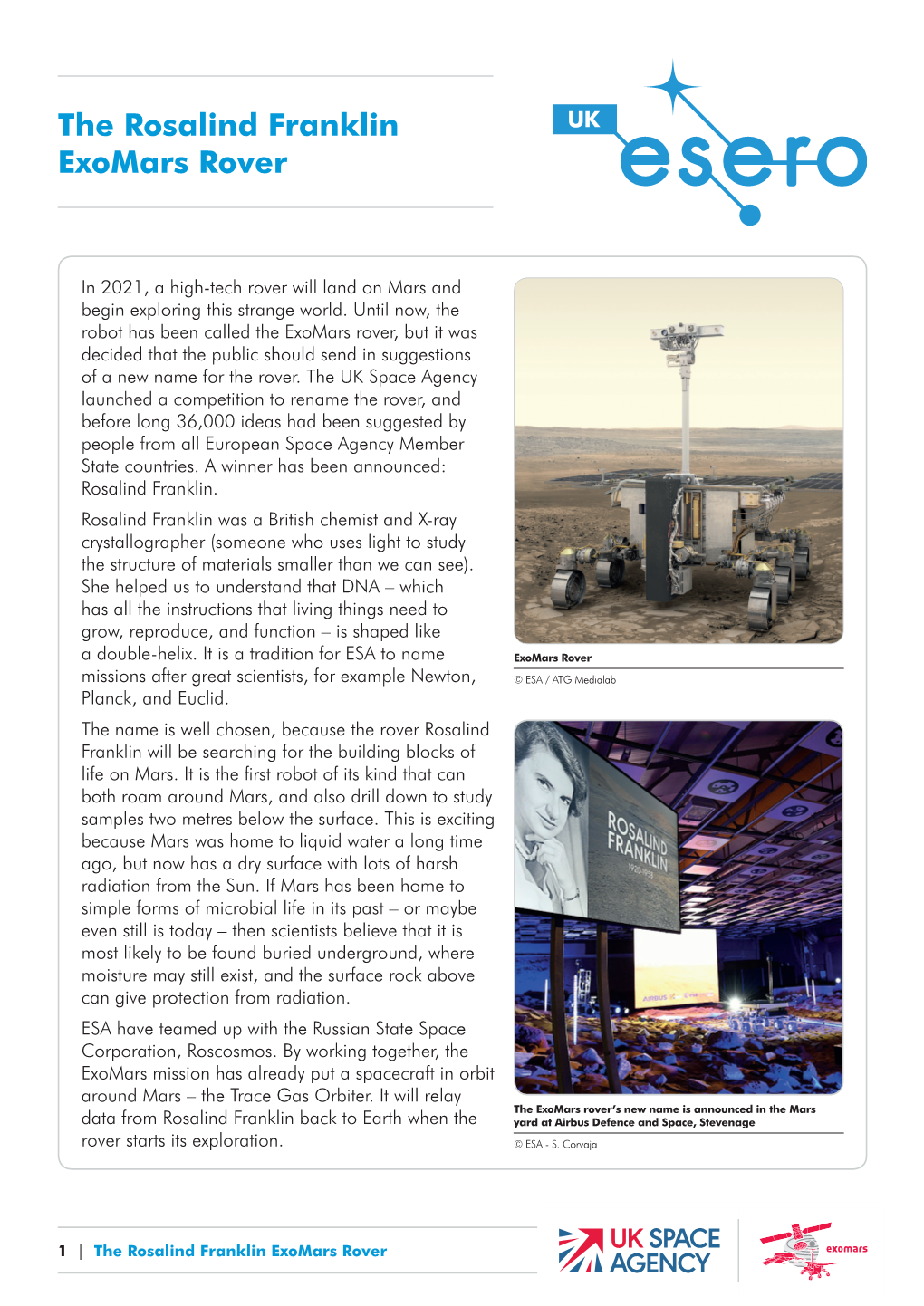 The Rosalind Franklin Exomars Rover