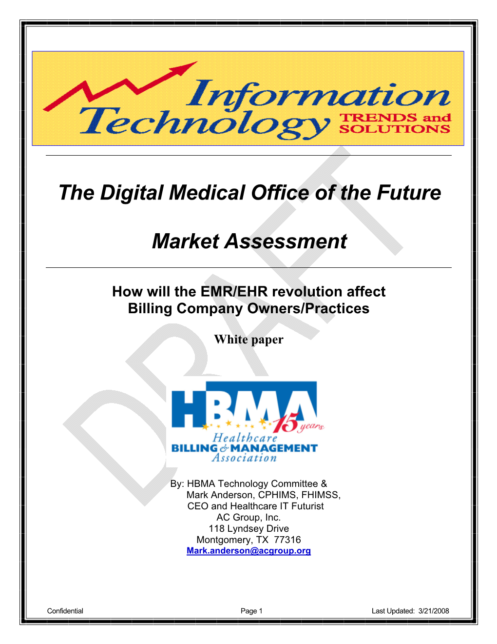 The Digital Medical Office of the Future Market Assessment