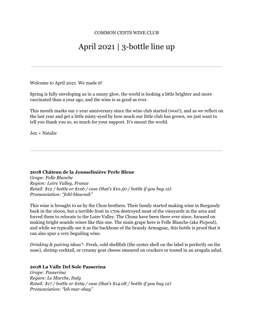 April 2021 | 3-Bottle Line Up