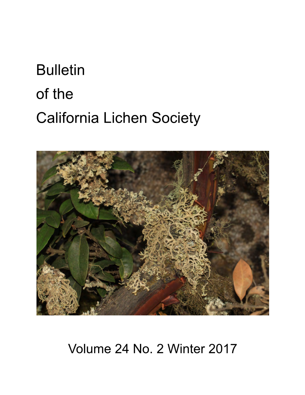 Bulletin of the California Lichen Society