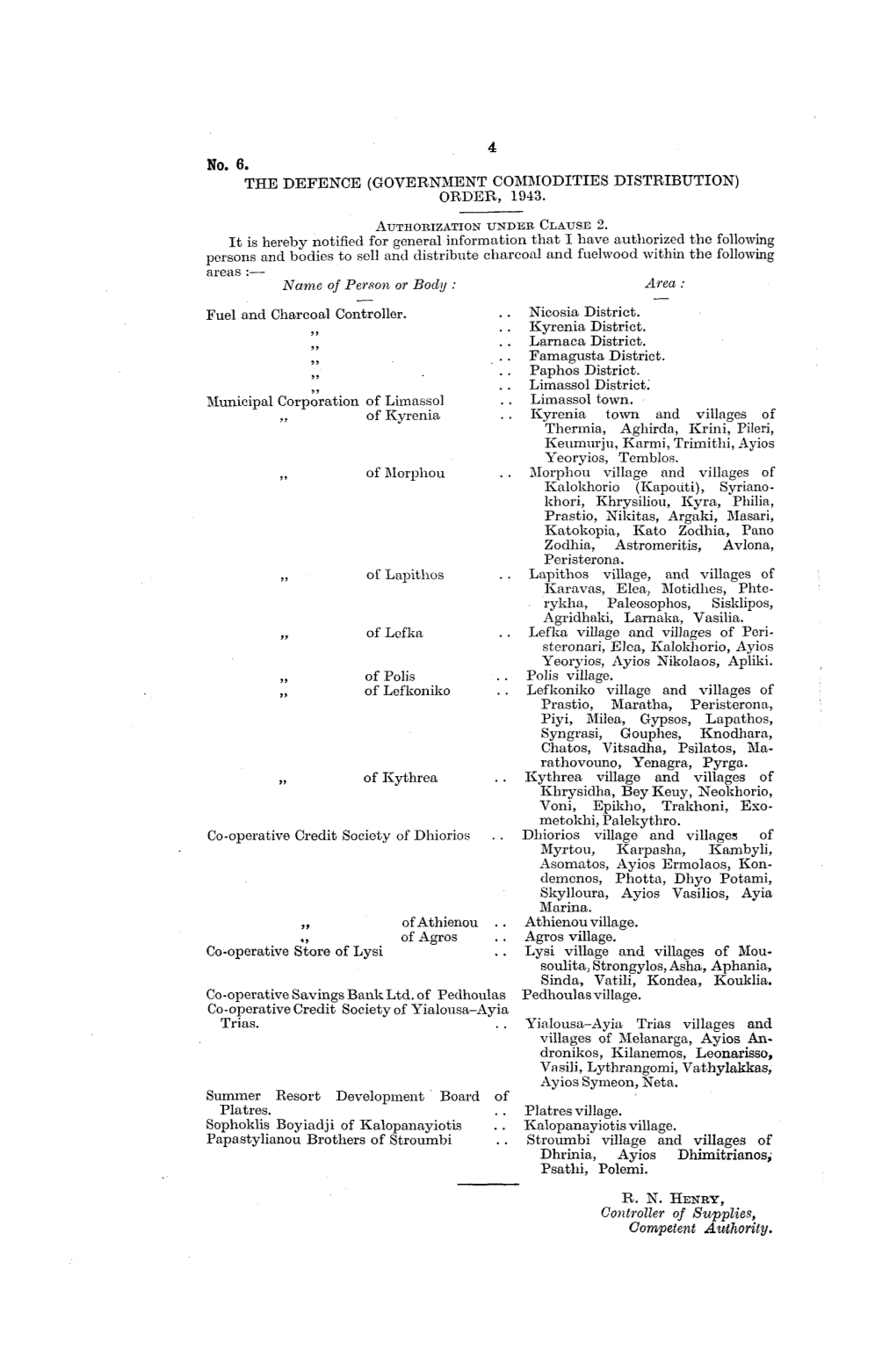 Government Commodities Distribution) Order, 1943