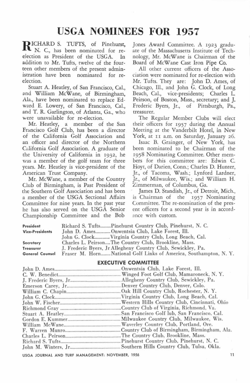 Usga Nominees for 1957