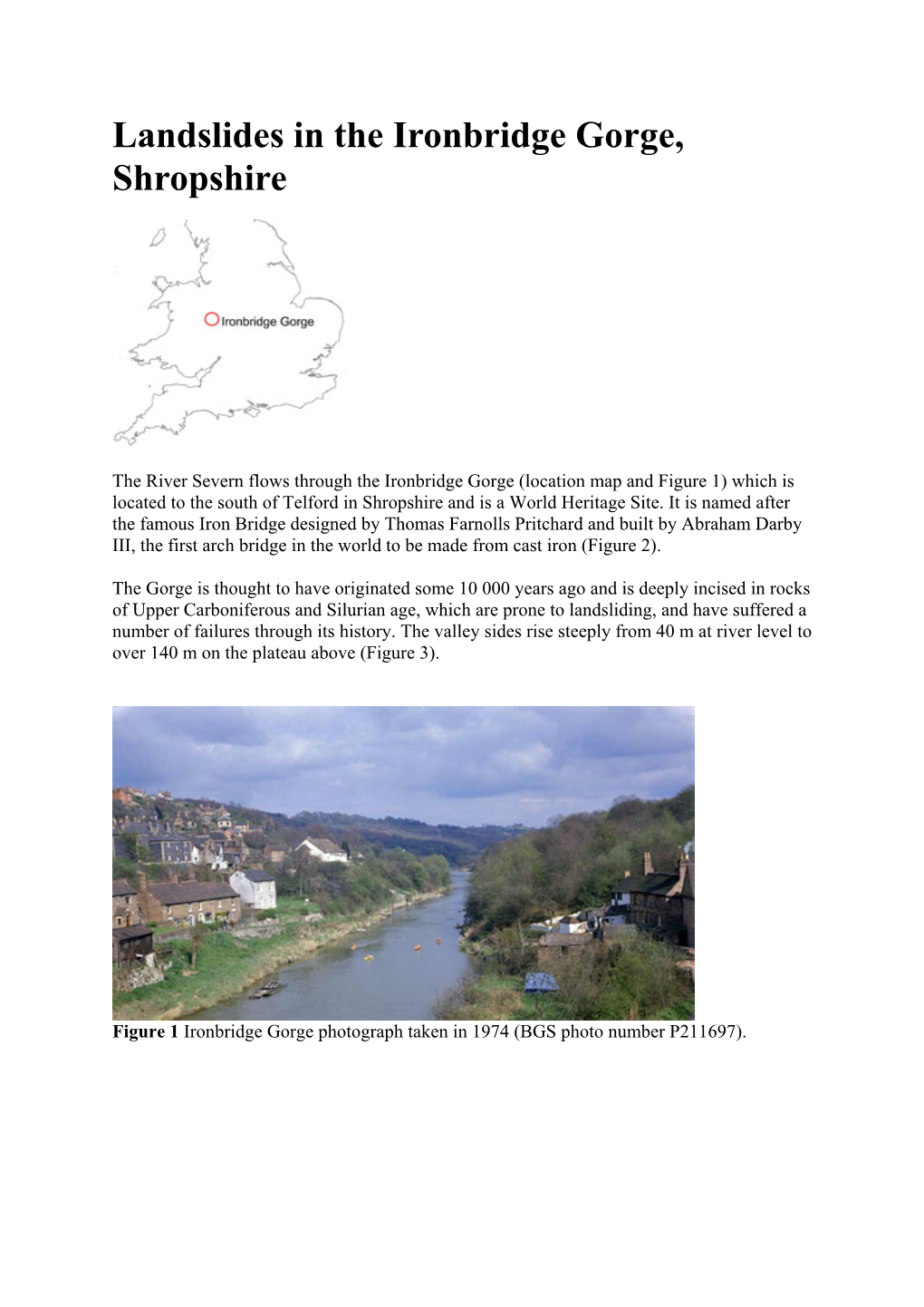 Landslides in the Ironbridge Gorge, Shropshire