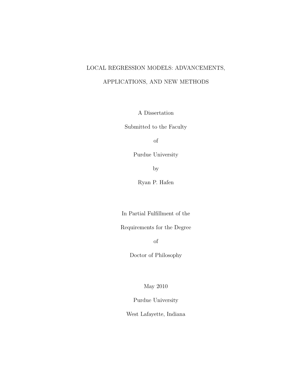 Local Regression Models: Advancements