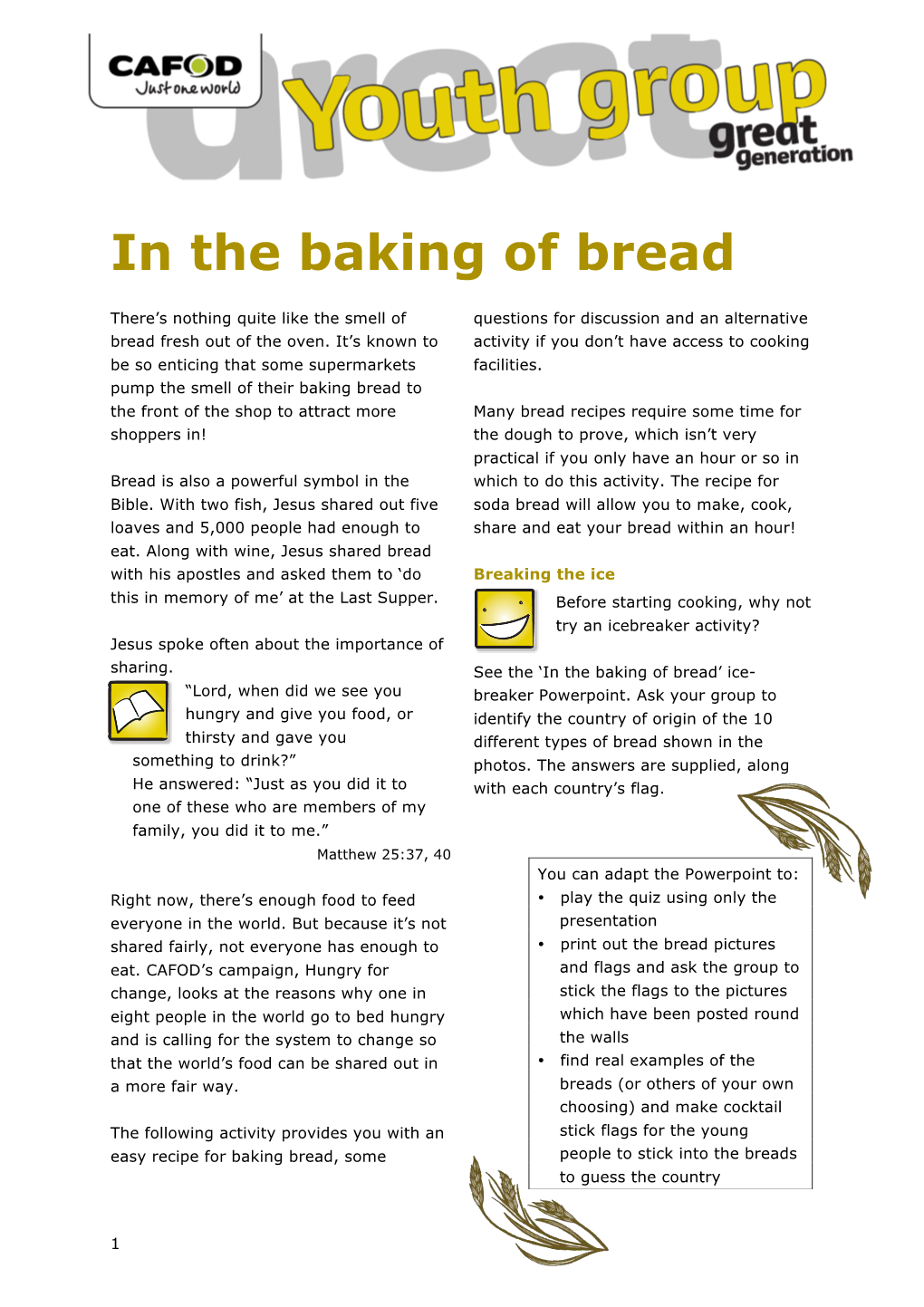 Baking of Bread