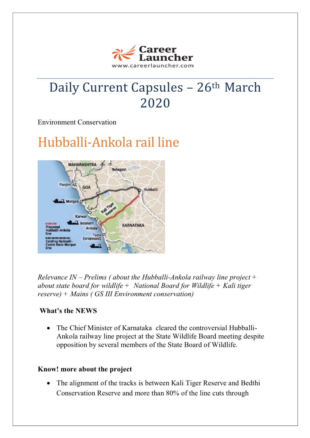 Hubballi-Ankola Rail Line