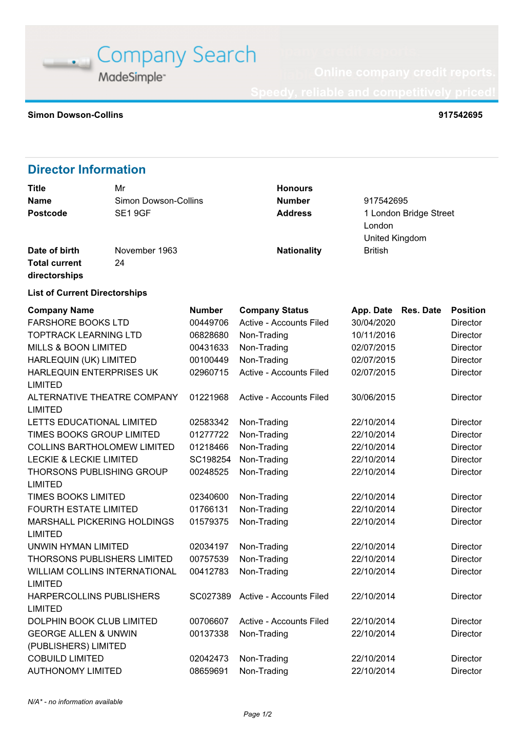 Director Information