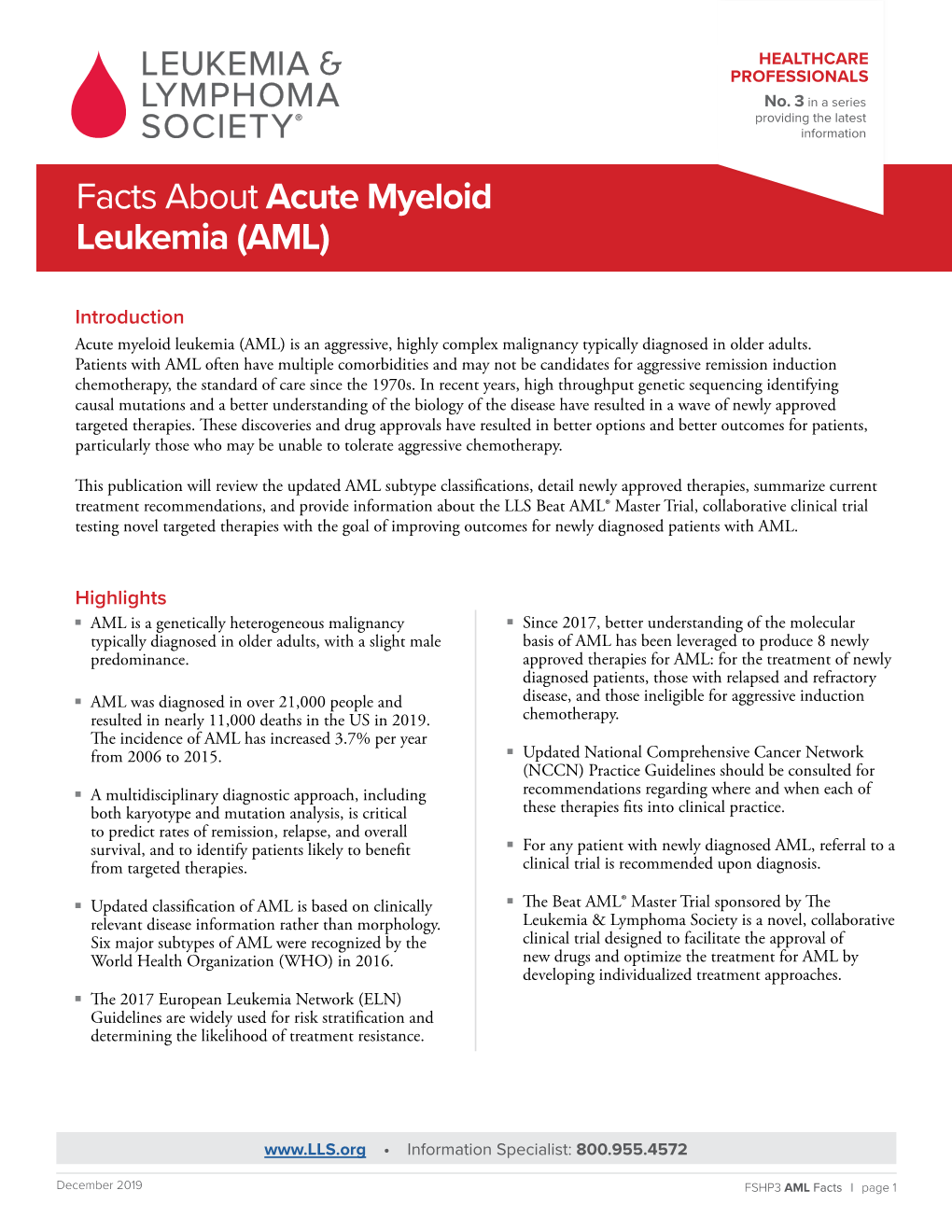 Facts About Acute Myeloid Leukemia (AML)