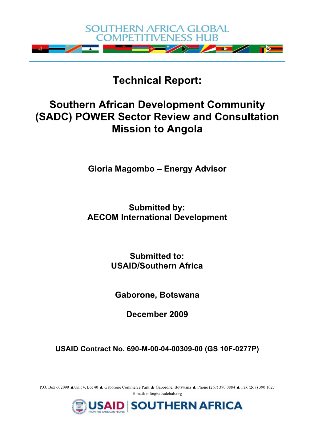 Technical Report SADC Angola Power Review