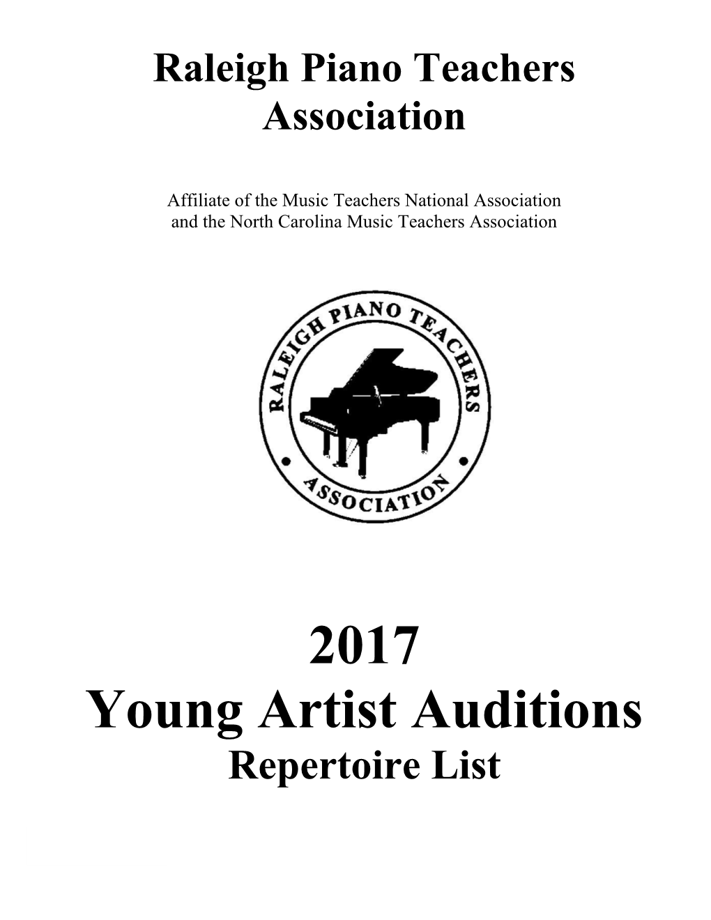 2017 Young Artist Auditions Repertoire List
