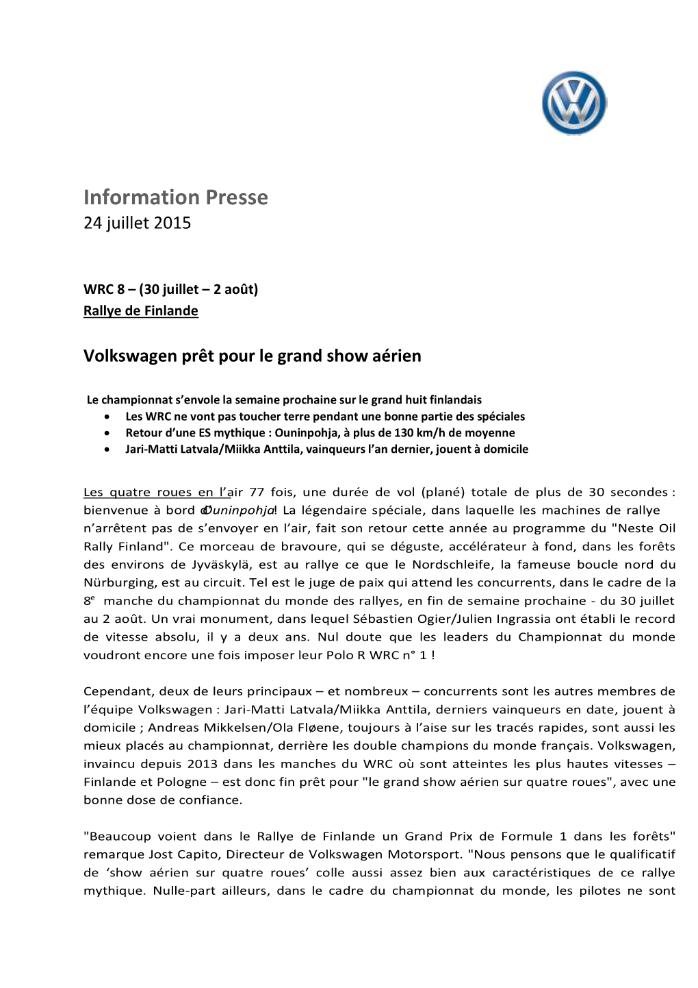 Information Presse 24 Juillet 2015