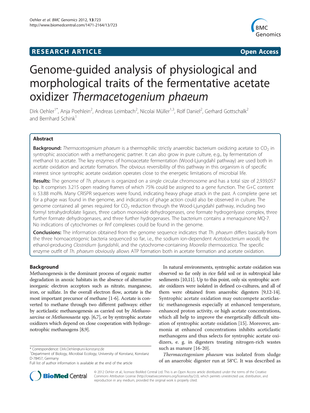 Genome-Guided Analysis of Physiological and Morphological