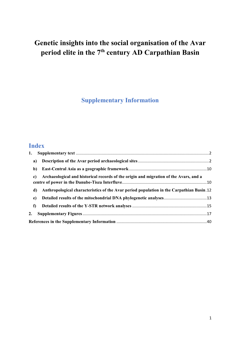 Genetic Insights Into the Social Organisation of the Avar Period Elite in the 7Th Century AD Carpathian Basin