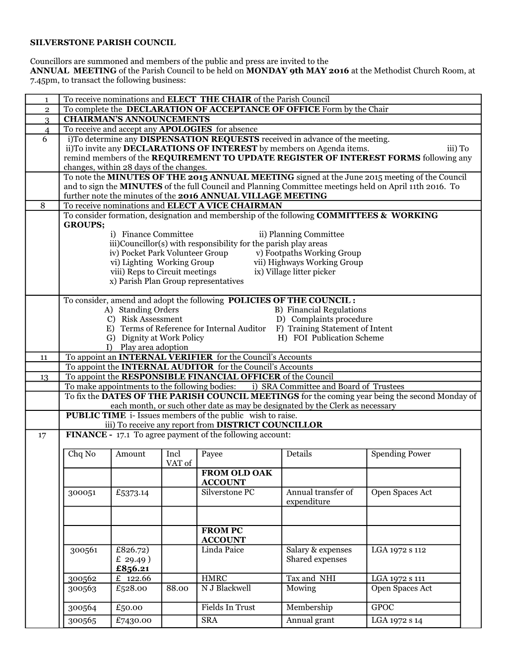 Silverstone Parish Council