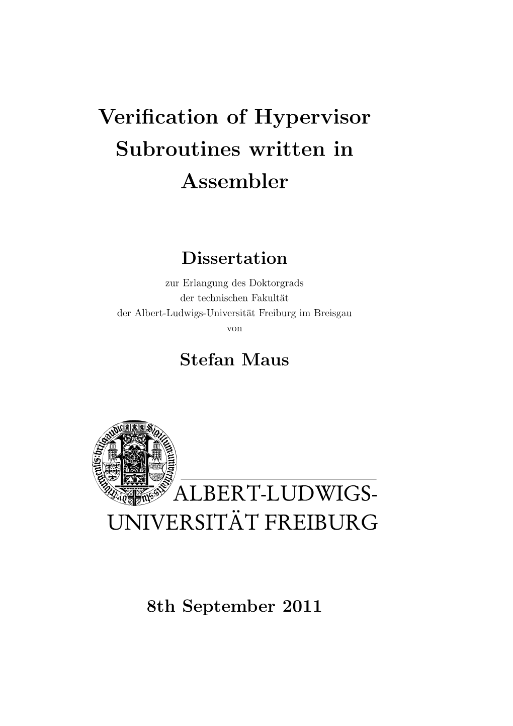 Verification of Hypervisor Subroutines Written in Assembler