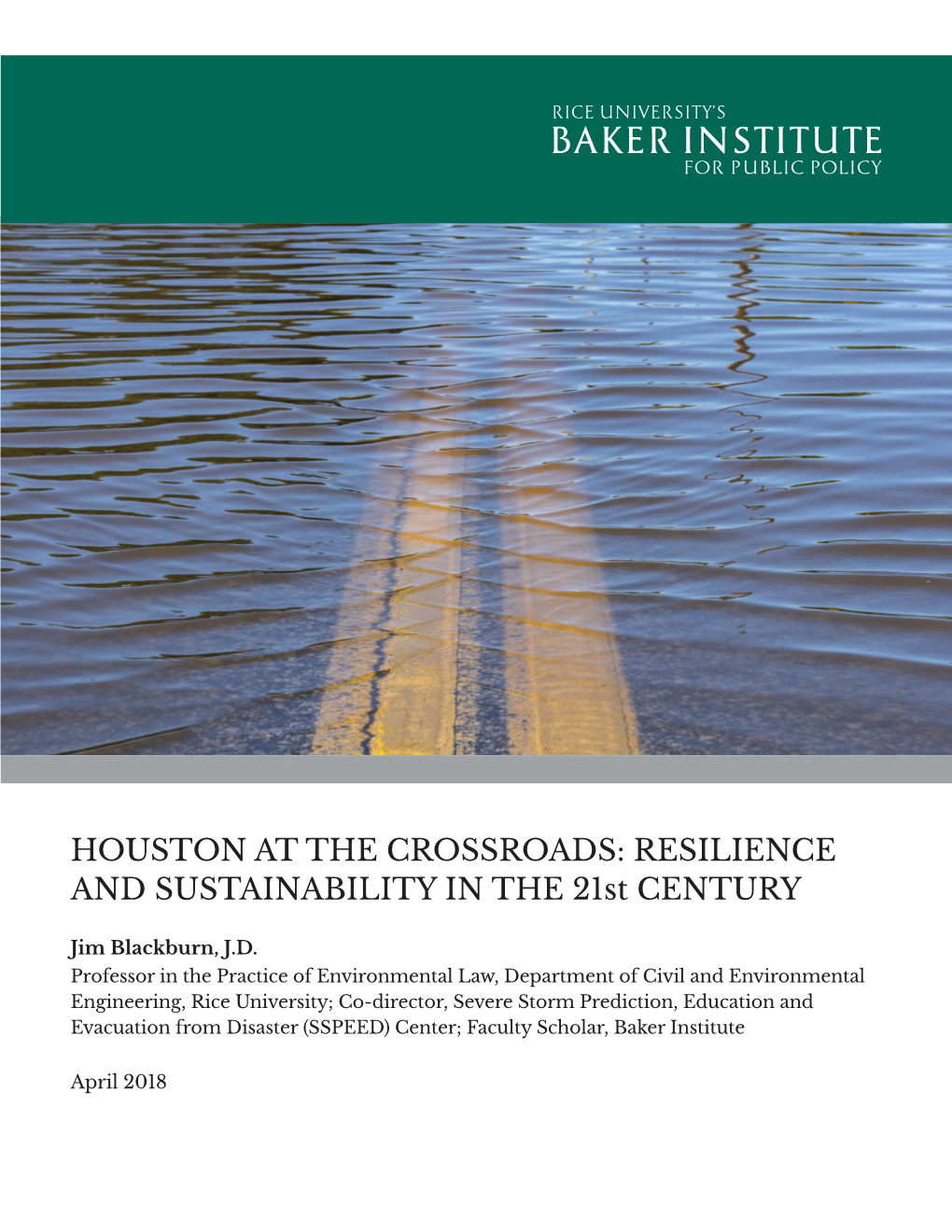 HOUSTON at the CROSSROADS: RESILIENCE and SUSTAINABILITY in the 21St CENTURY