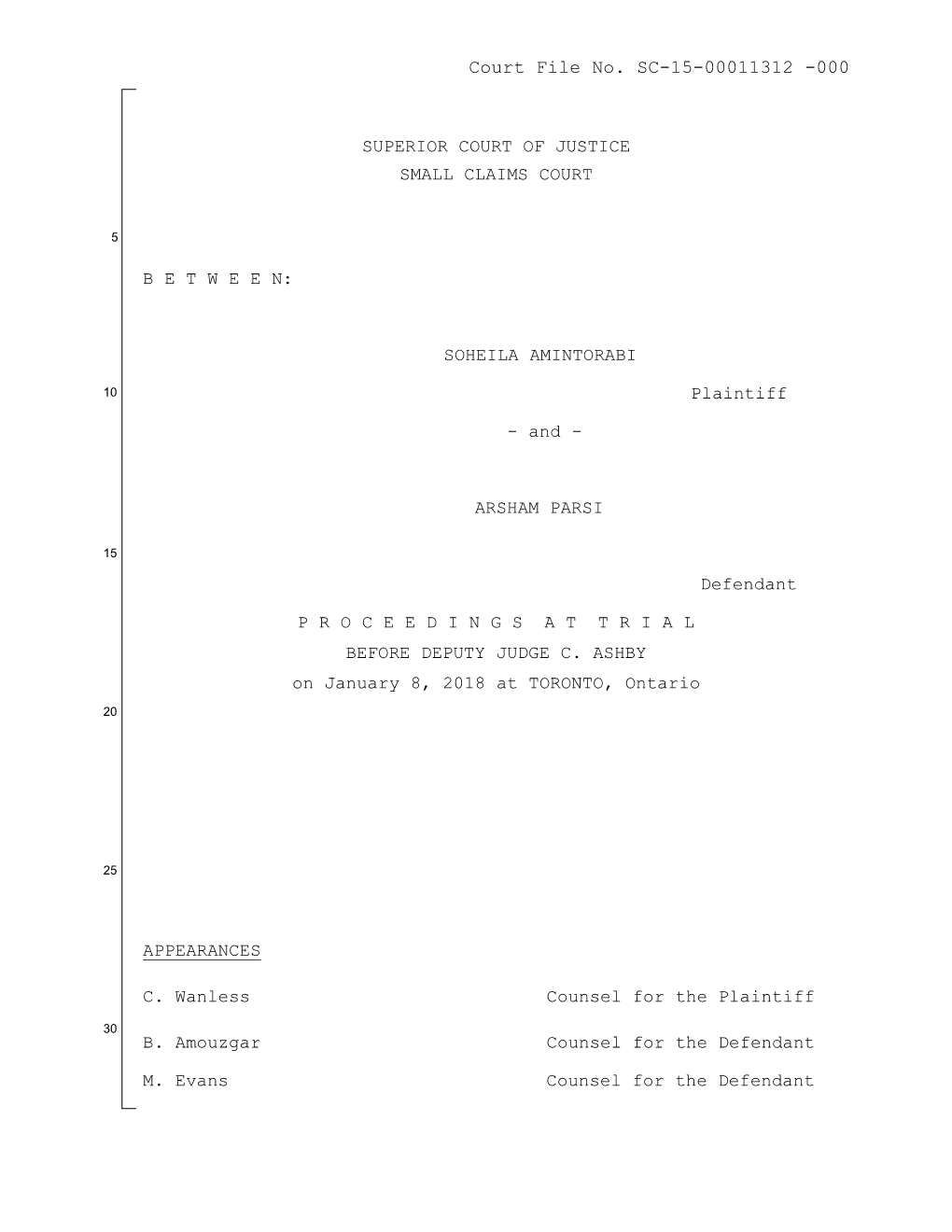 Court File No. SC-15-00011312 -000