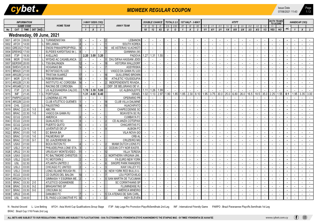 Midweek Regular Coupon 07/06/2021 11:43 1 / 2