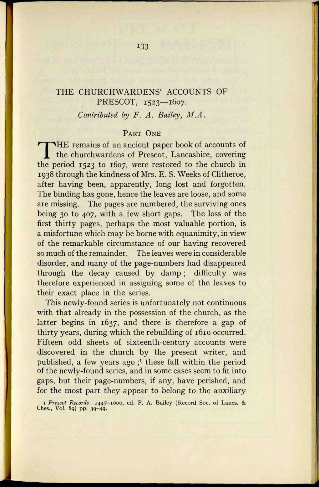 133 the Churchwardens' Accounts of Prescot, 1523