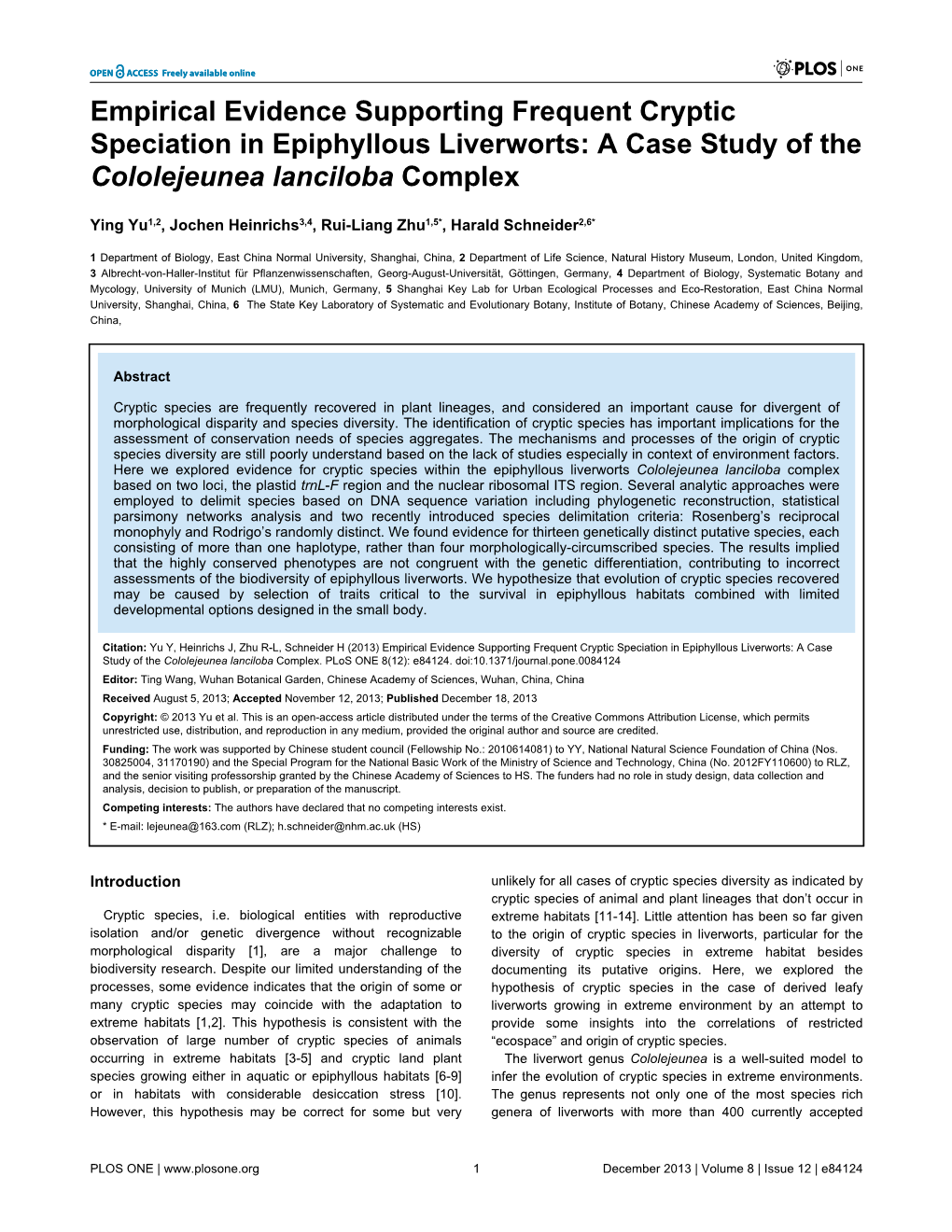 A Case Study of the Cololejeunea Lanciloba Complex