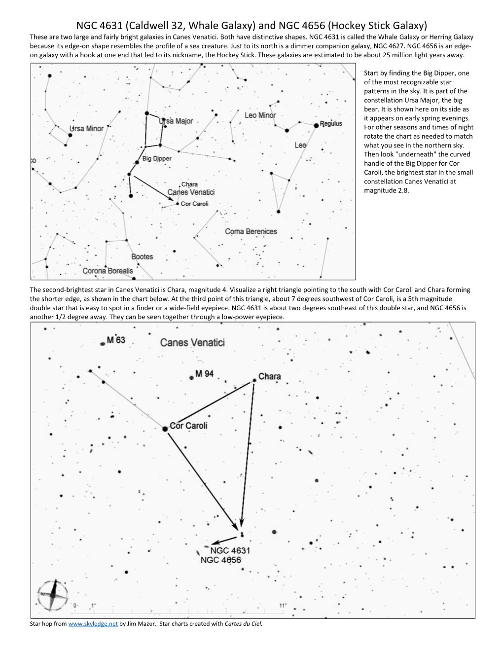 Hockey Stick Galaxy) These Are Two Large and Fairly Bright Galaxies in Canes Venatici