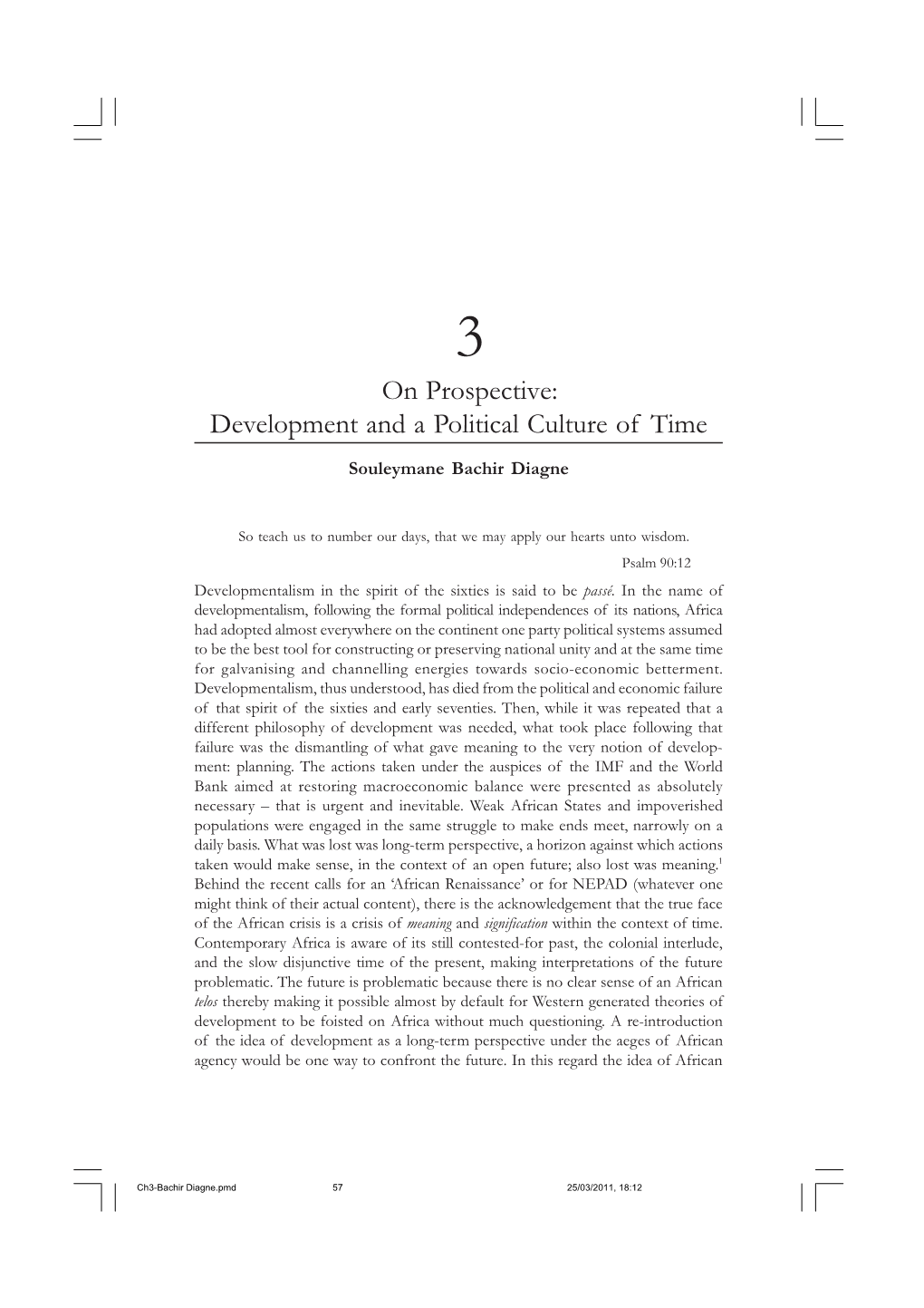 On Prospective: Development and a Political Culture of Time