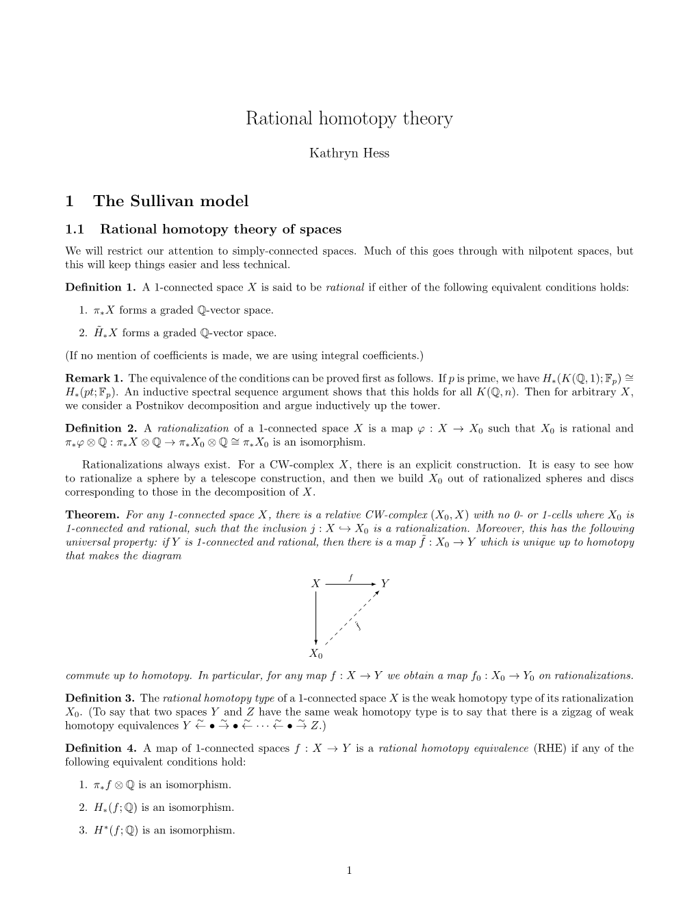 Rational Homotopy Theory