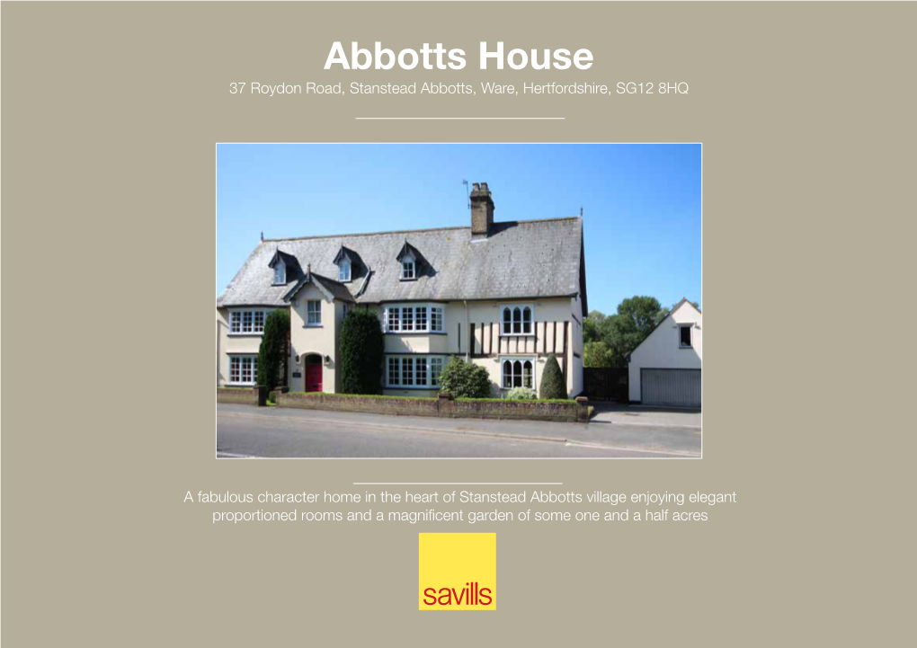 Abbotts House 37 Roydon Road, Stanstead Abbotts, Ware, Hertfordshire, SG12 8HQ