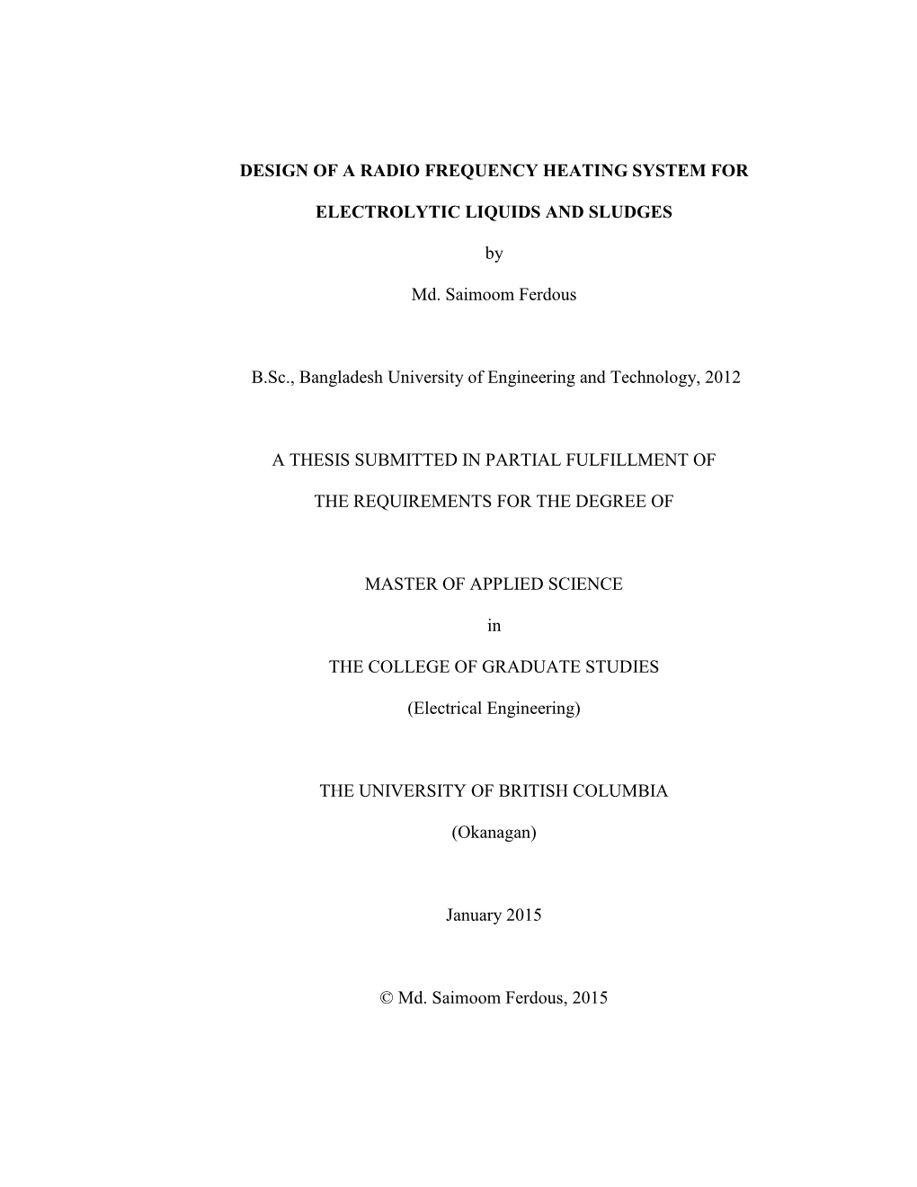 Design of a Radio Frequency Heating System For