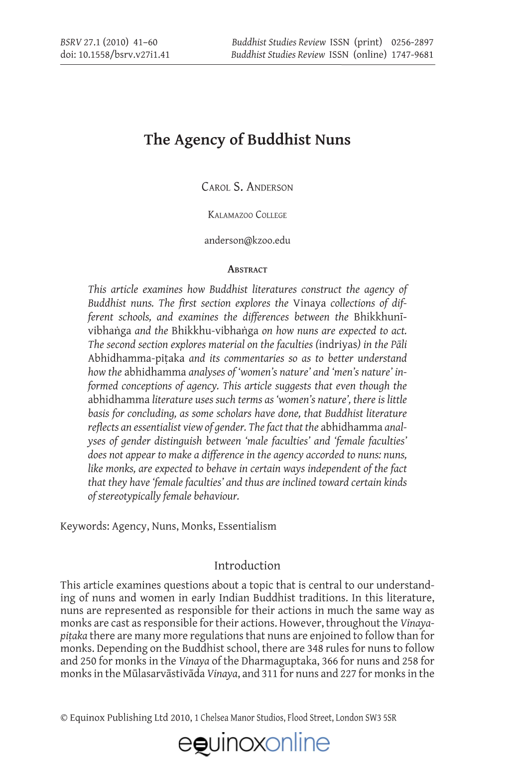 The Agency of Buddhist Nuns