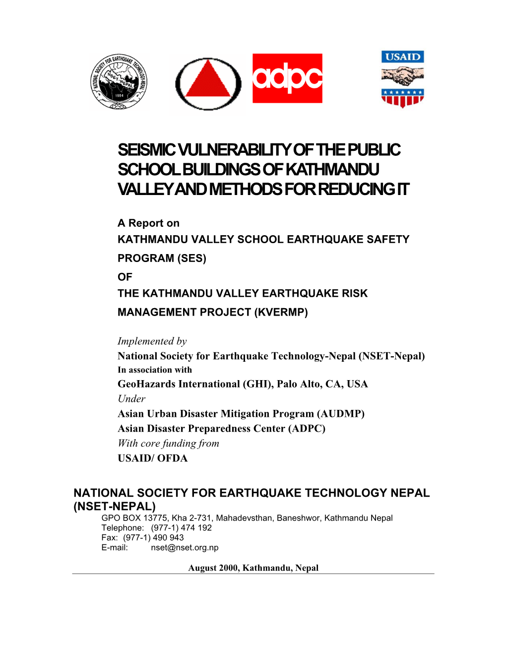 Seismic Vulnerability of the Public School Buildings of Kathmandu Valley and Methods for Reducing It