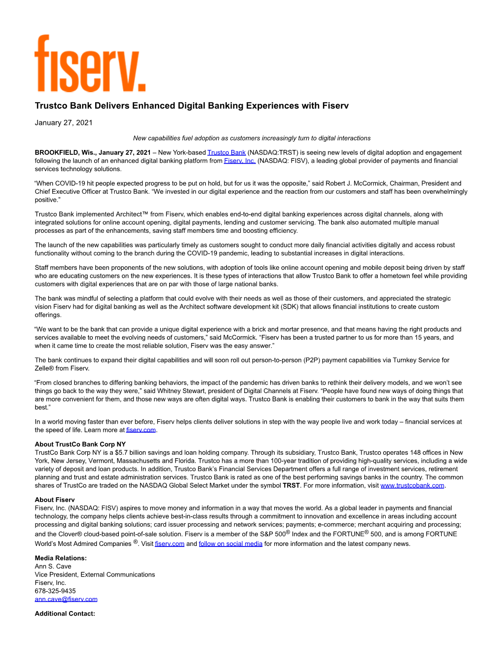 Trustco Bank Delivers Enhanced Digital Banking Experiences with Fiserv