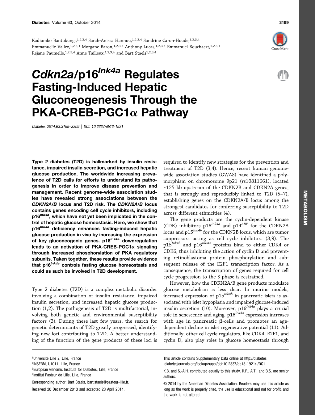 Cdkn2a/P16 Regulates Fasting-Induced Hepatic