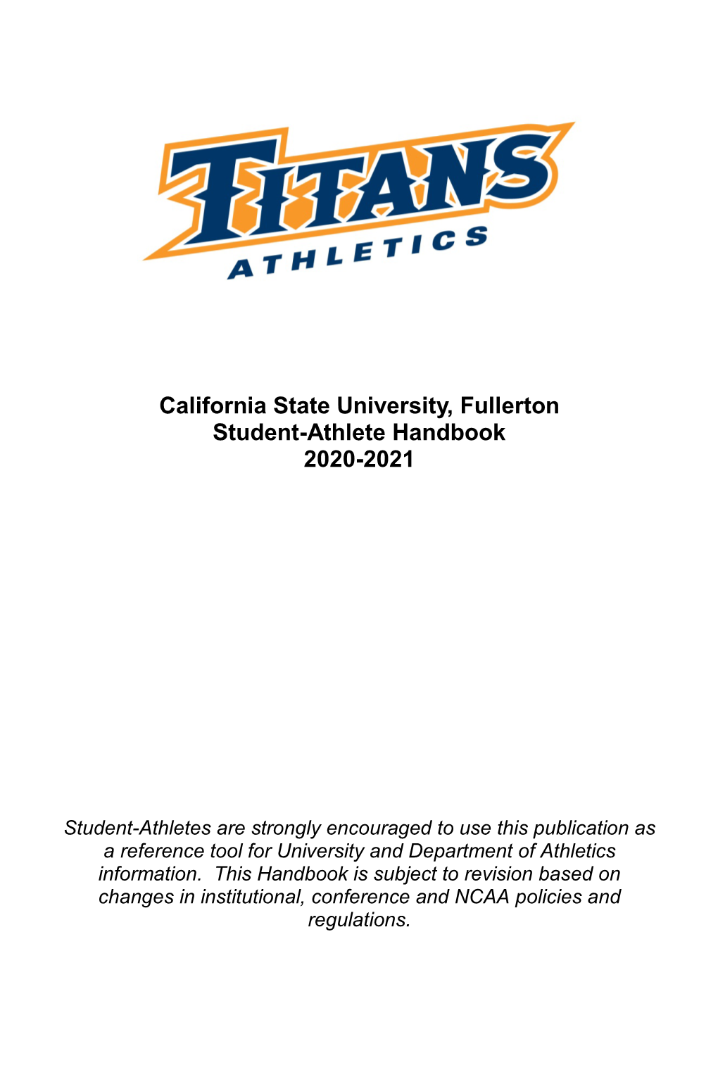 Student-Athlete Handbook 2020-2021